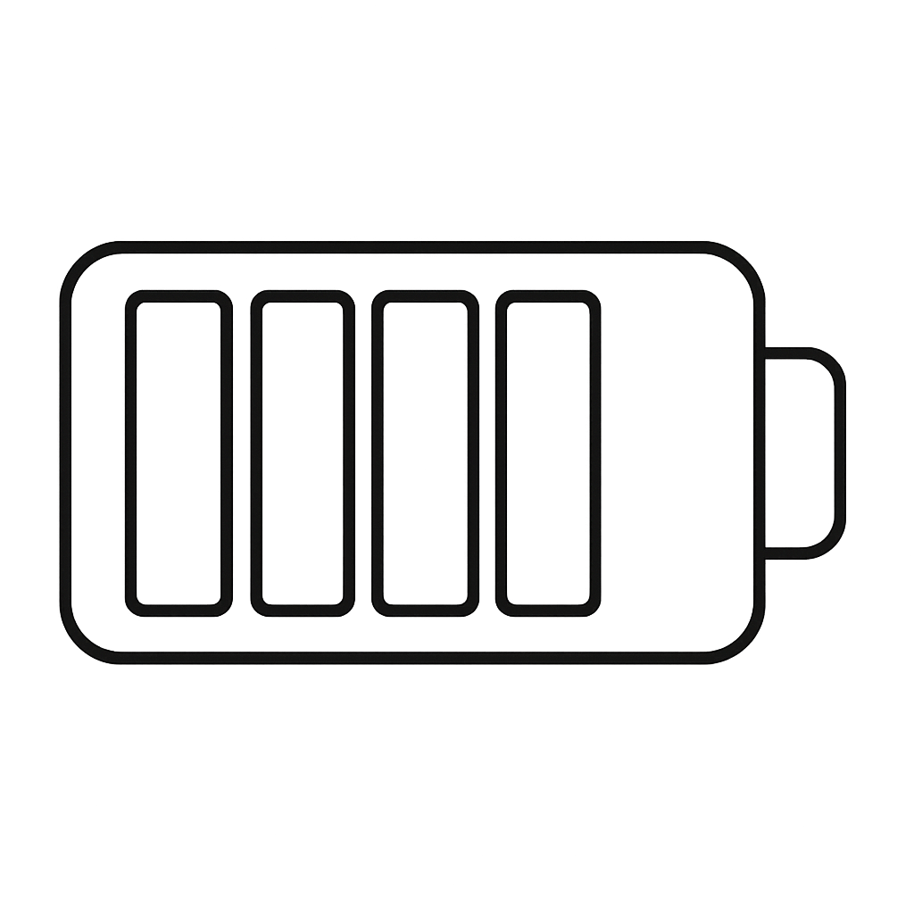 lineart A line drawn graphic that demonstrates a batterys capacity like a visual of battery bars being full On a transparent background-1